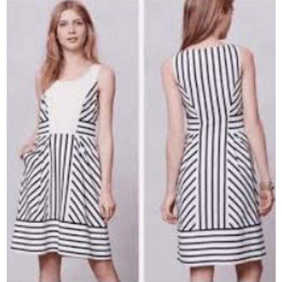Anthropologie Maeve Striped Chessia Dress Size 6 Sleeveless Crochet Cotton New - Picture 1 of 8